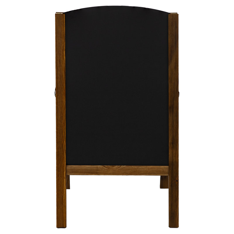Rustic Brown Pine Wood A-Frame Chalkboard Sign with Chalk and Eraser