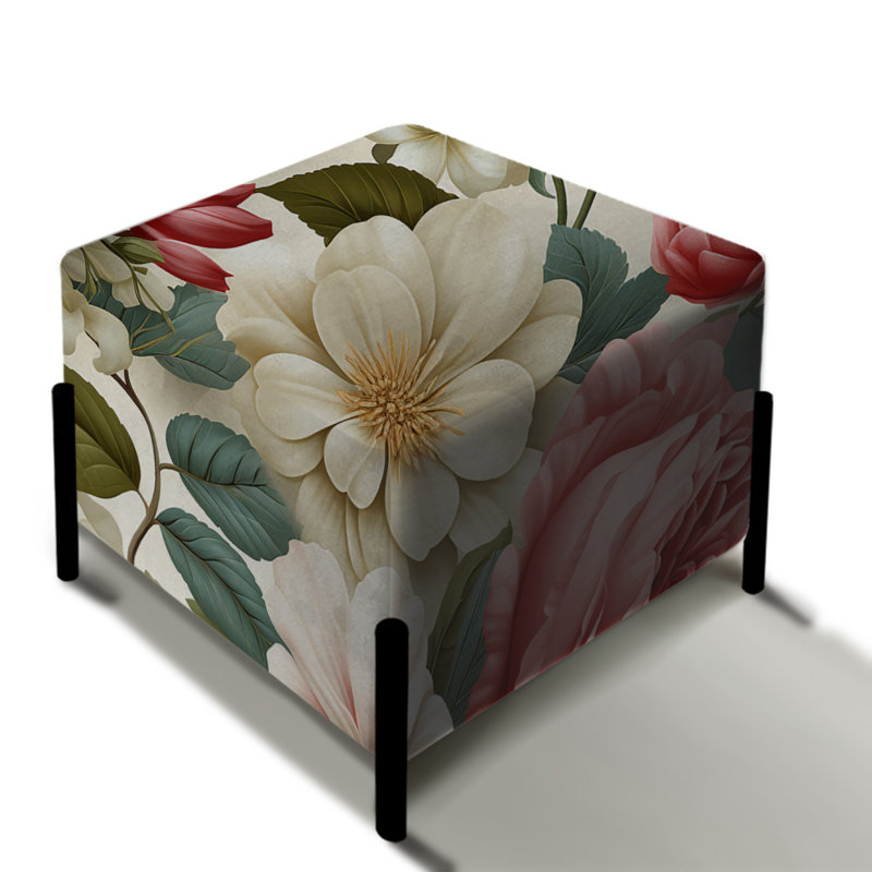 Repose-pieds carré antique Floral