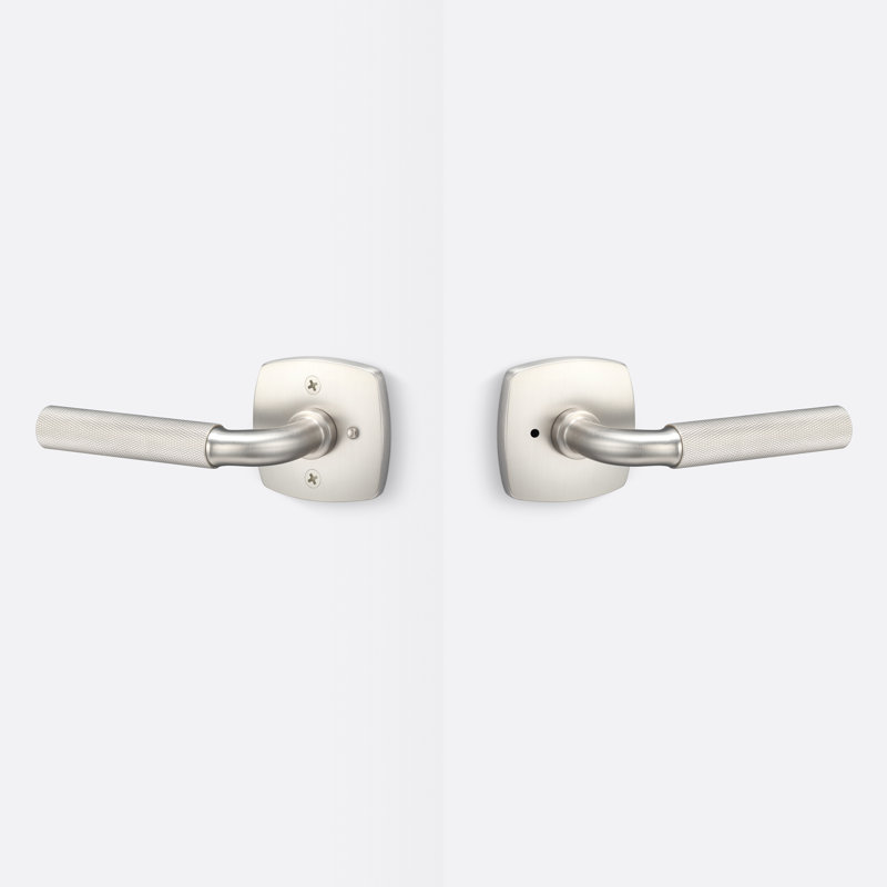 Rosette Forma intimité en nickel satiné, poignée moletée en nickel satiné, Nickel satiné