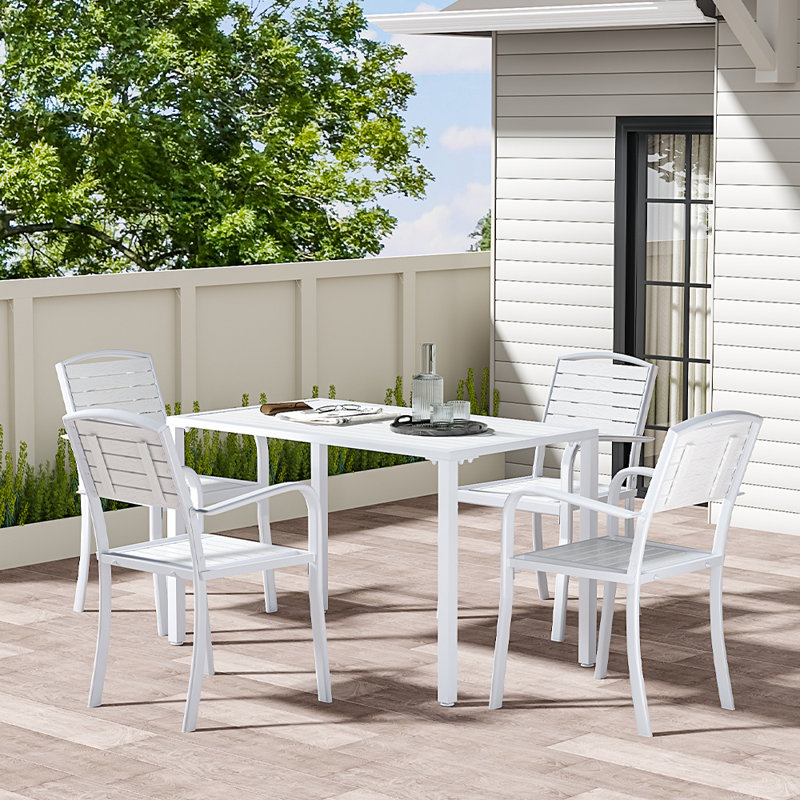 Chrysanthi Stacking Patio Dining Side Chair, White