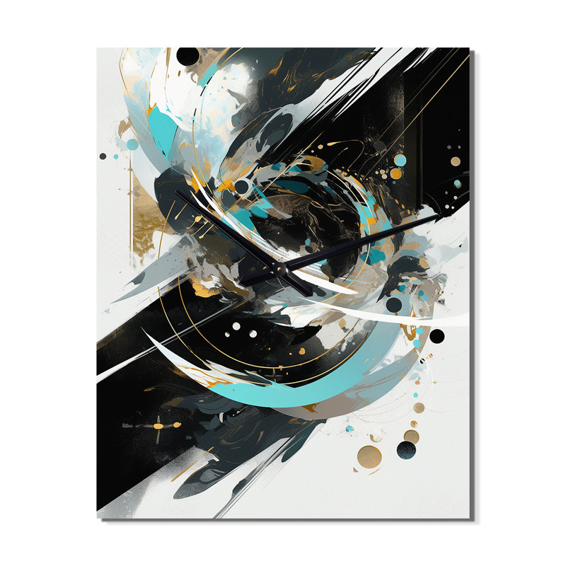 Horloge murale cubiste verte et blanche Kaléidoscope II, Petit