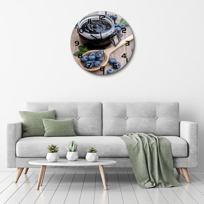 Jerrelle Glass Wall Clock, Black/Brown/Blue/Black