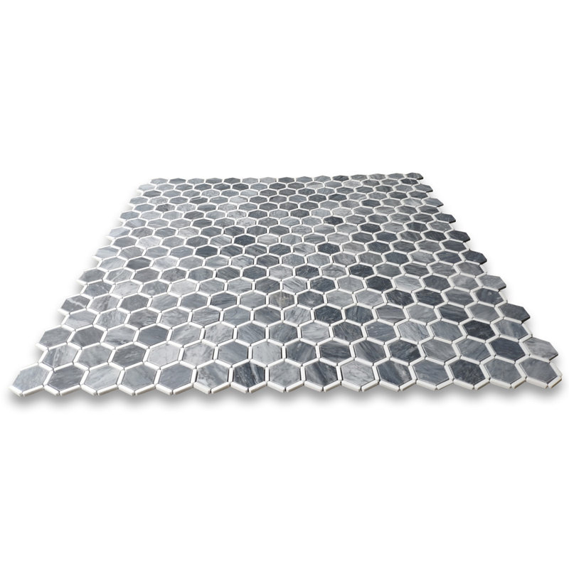 Bardiglio 12" x 12" Marble Honeycomb Mosaic Wall & Floor Tile, Light Gray