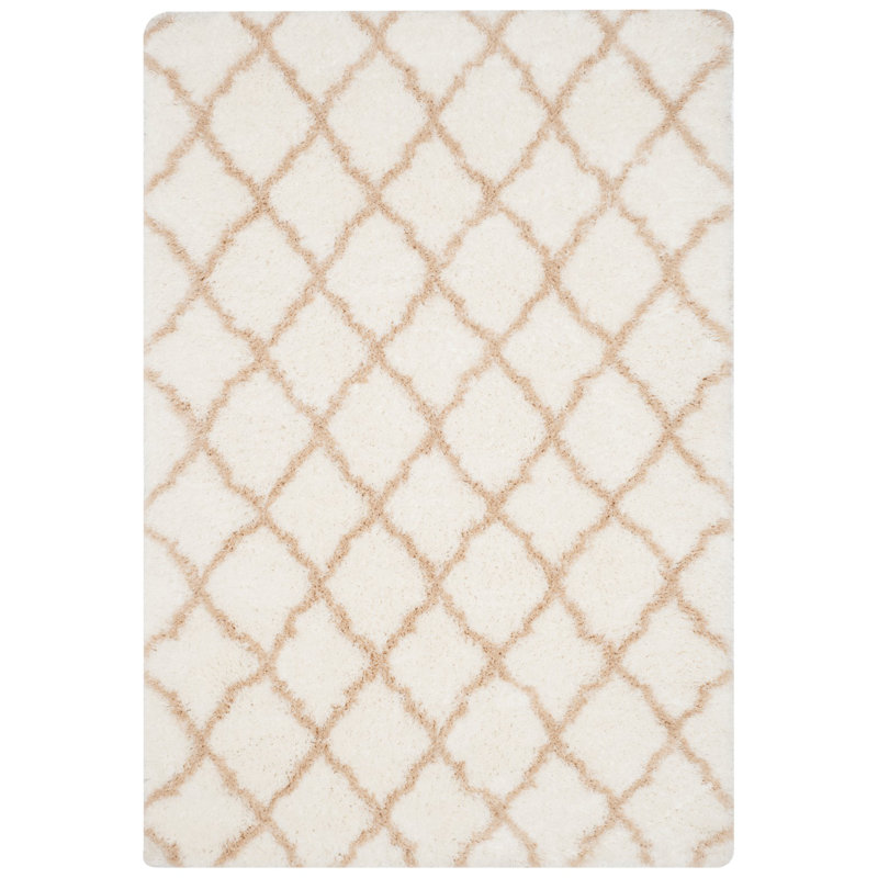 Tapis à motif géométrique ivoire / beige clair Natosha, Rectangle 5 pi 1 po x 7 pi 6 po
