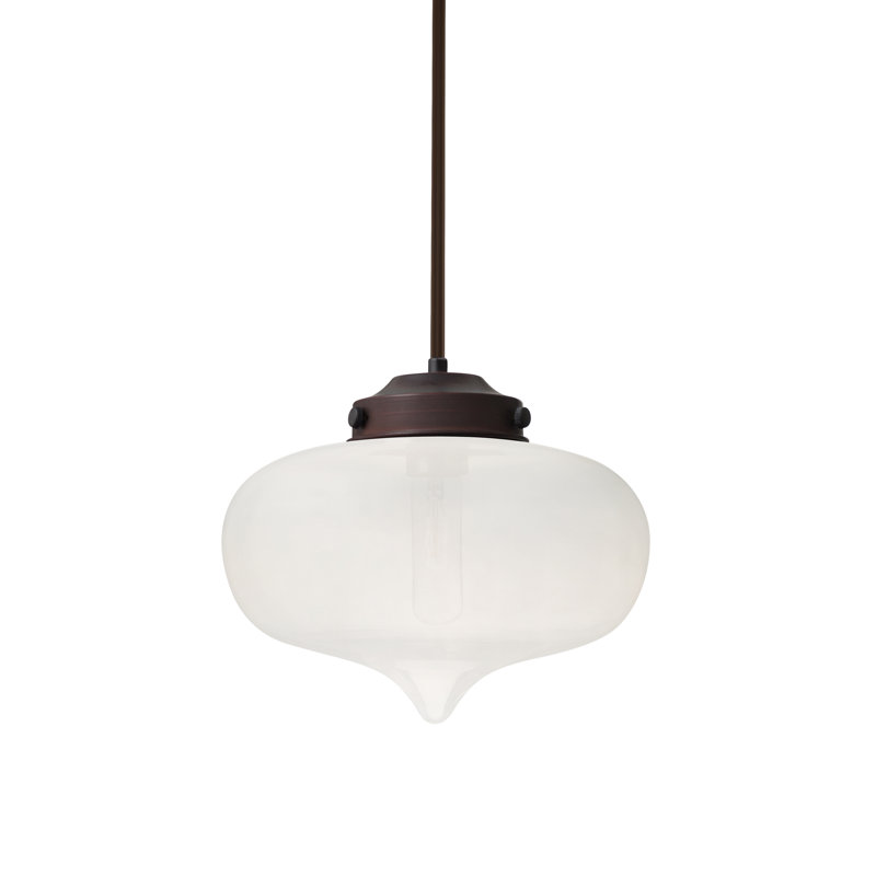 Luminaire suspendu 1 lumières scolaire single Sperling, Bronze, Givré
