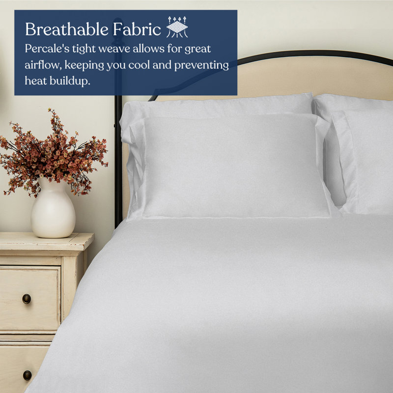 Perecale Bedding 100% Organic Cotton Percale Flat Sheet, 400 Thread Count GOTS Certified, Smooth & Moisture-Wicking