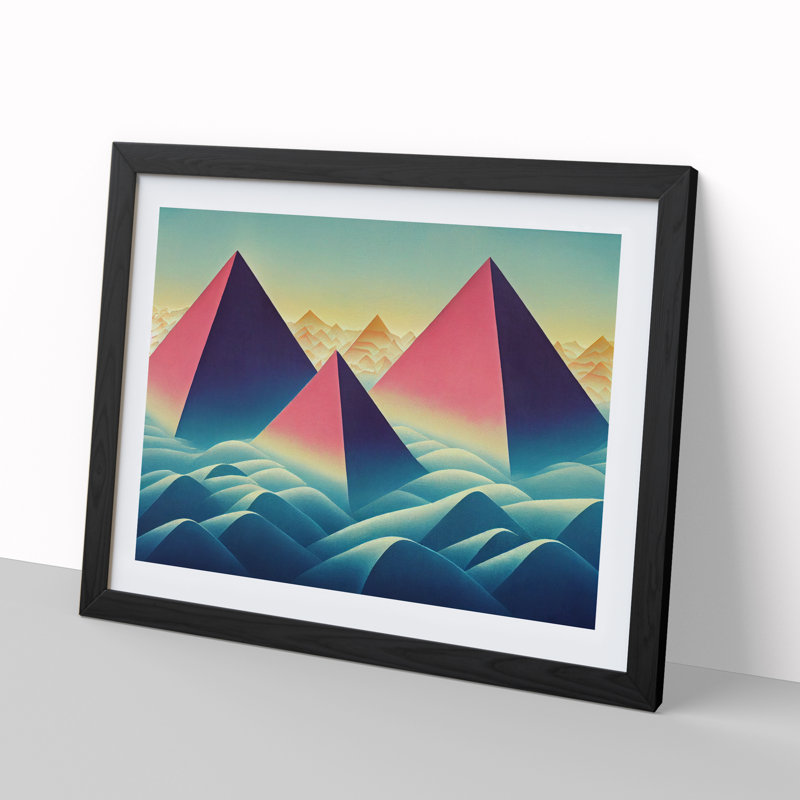 Futuristic Pyramids Abstract - Single Picture Frame Print, Black Framed, 34cm H x 46cm W x 2cm D