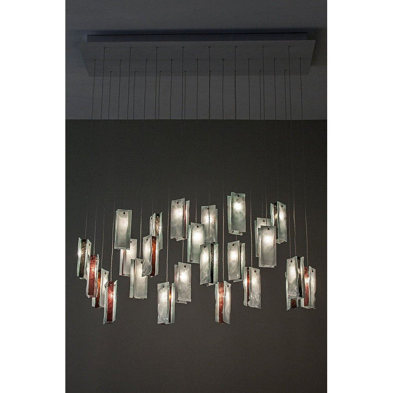 Light Dimmable Rectangle Chandelier, Brushed Nickel, 25