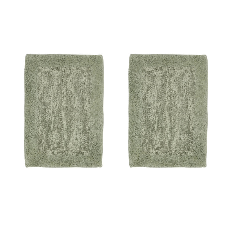 Moriceau 100% Cotton 2370 GSM Tufted Reversible 2-Piece Bath Rug Set – Ultra Soft, Highly Absorbent, Machine Washable, OEKO-TEX Certified, Ideal for Bathtub, Vanity & Sink Areas, Dark Sage