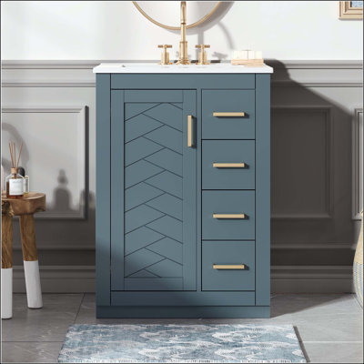 Single Bathroom Vanity with Ceramic Top