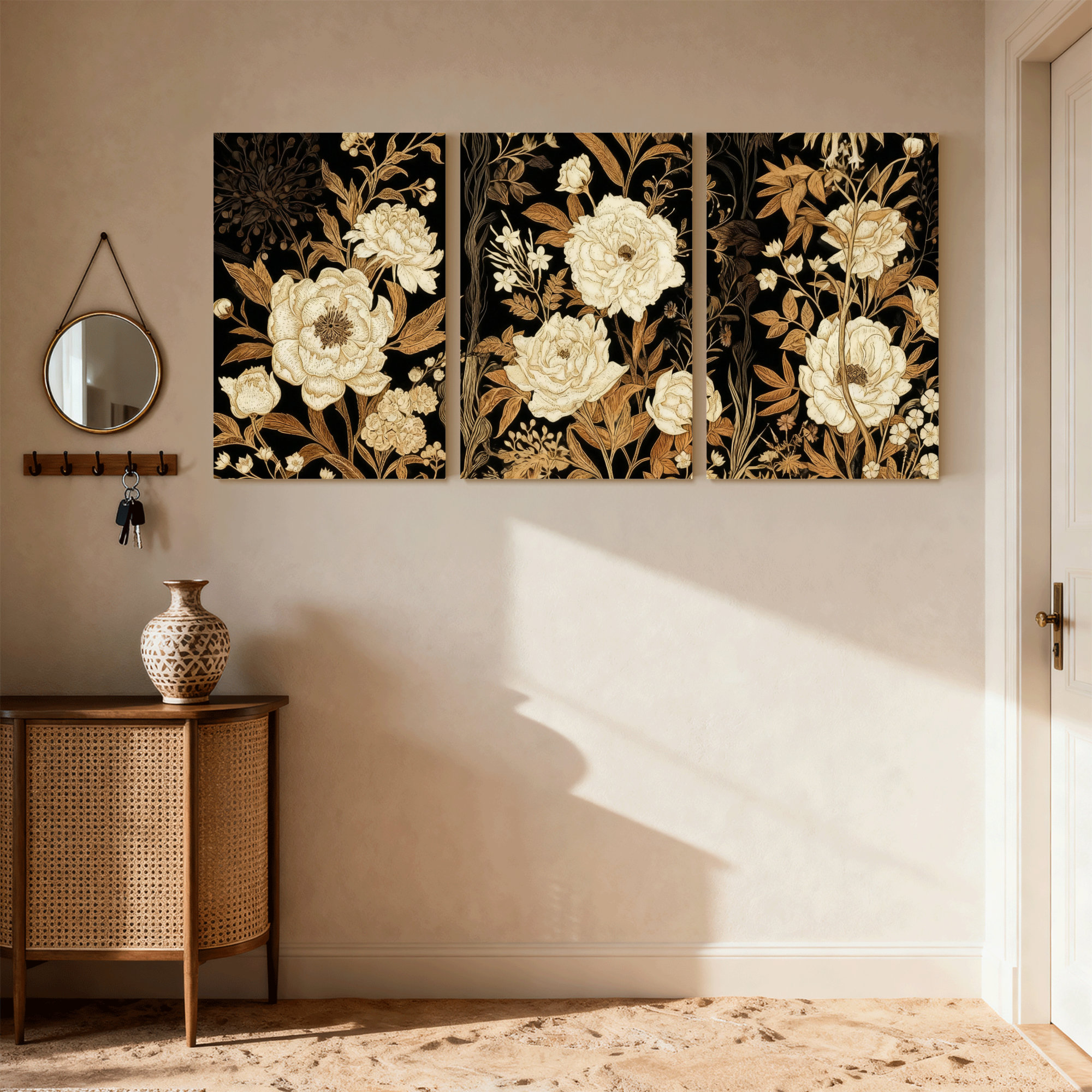 Winston Porter Scenic & Cityscapes Black Background Floral Pattern With ...