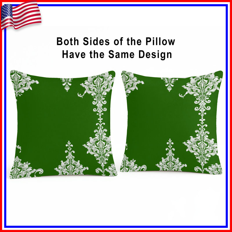 Coussins décoratifs Green Damask Ornament, 18 x 18 inches