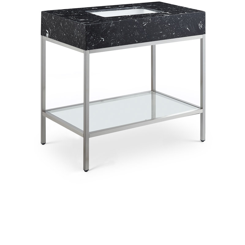 Marmo 36" Single Bathroom Vanity, Black, Brushed Chrome