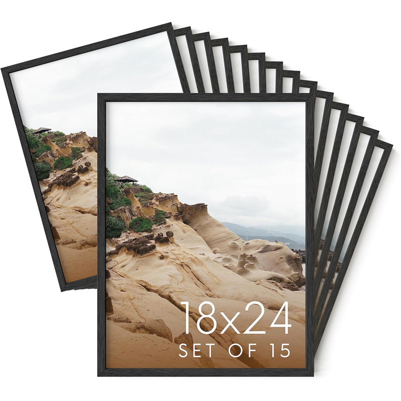 Cadre photo en bois - ensemble de 15, Noir, L 18 po x H 24 po