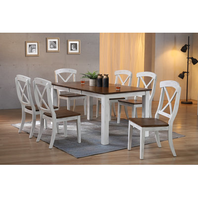 Chezney Butterfly Leaf Rectangle Solid Wood Dining Set by Rosalind Wheeler