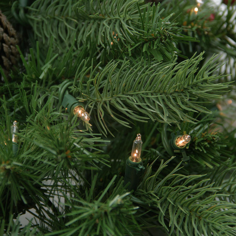 24" Green Pine Artificial Christmas Wreath with Clear Lights