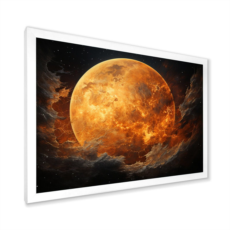 Planète Titan Misty Fiery sur toile, H 12 po x l 20 po x P 1 po, Cadre simple blanc