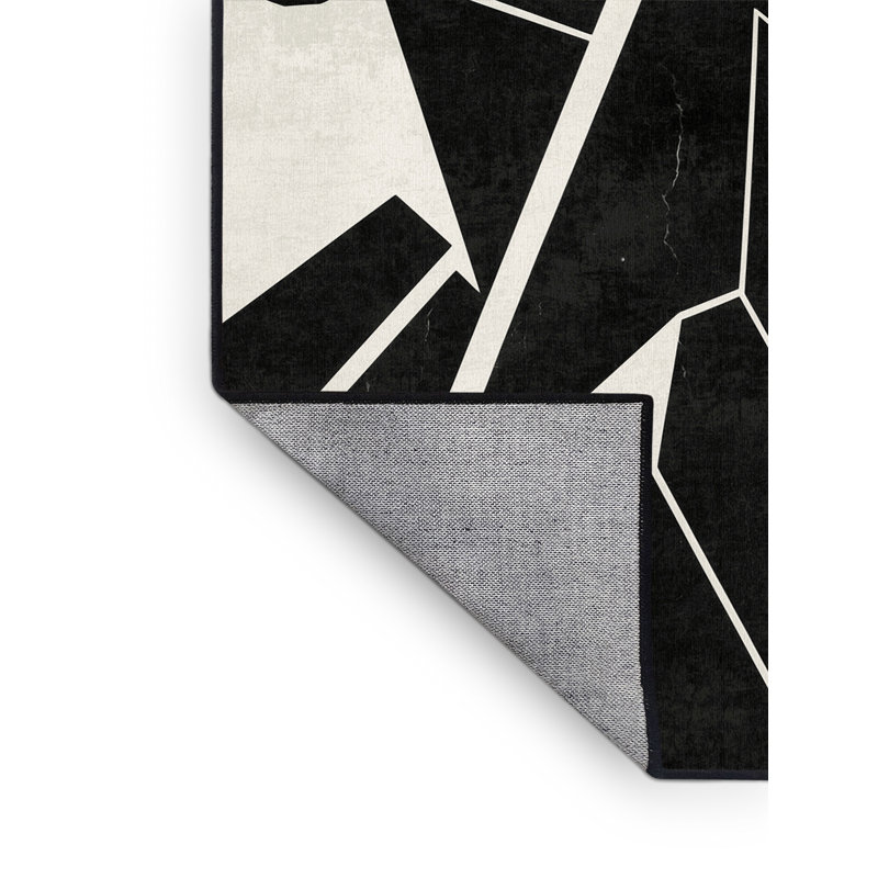 Tapis art déco gris foncé lavable à la machine Alan Sorcerer, 8 x 10