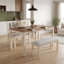 Ensemble de salle à manger extensible 4 pièces avec 2 chaises rembourrées et 1 banc-870415549