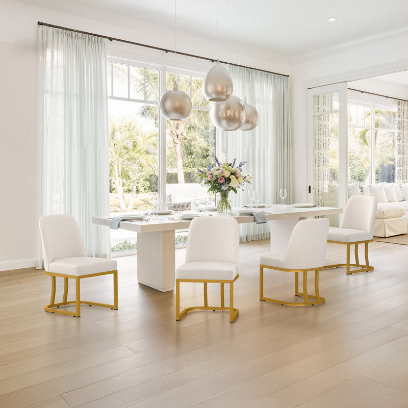 Chaises de salle à manger rembourrées, 6, Beige, Doré