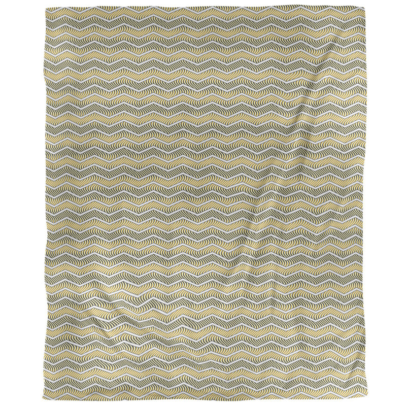 Housse de couette simple Rhonda Cheval Wavy Chevrons, Housse de couette pour très grand lit, Jaune, Polyester brossé