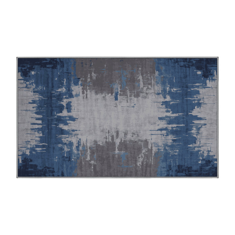 Tapis gris soyeux et moelleux, Rectangulaire 3 pi x 5 pi
