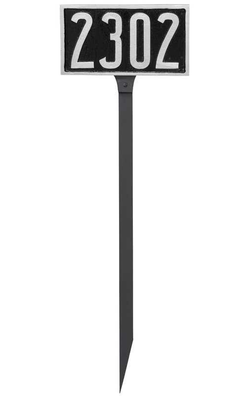 Enseigne d’adresse pour pelouse sur 1 ligne, Noir / argent