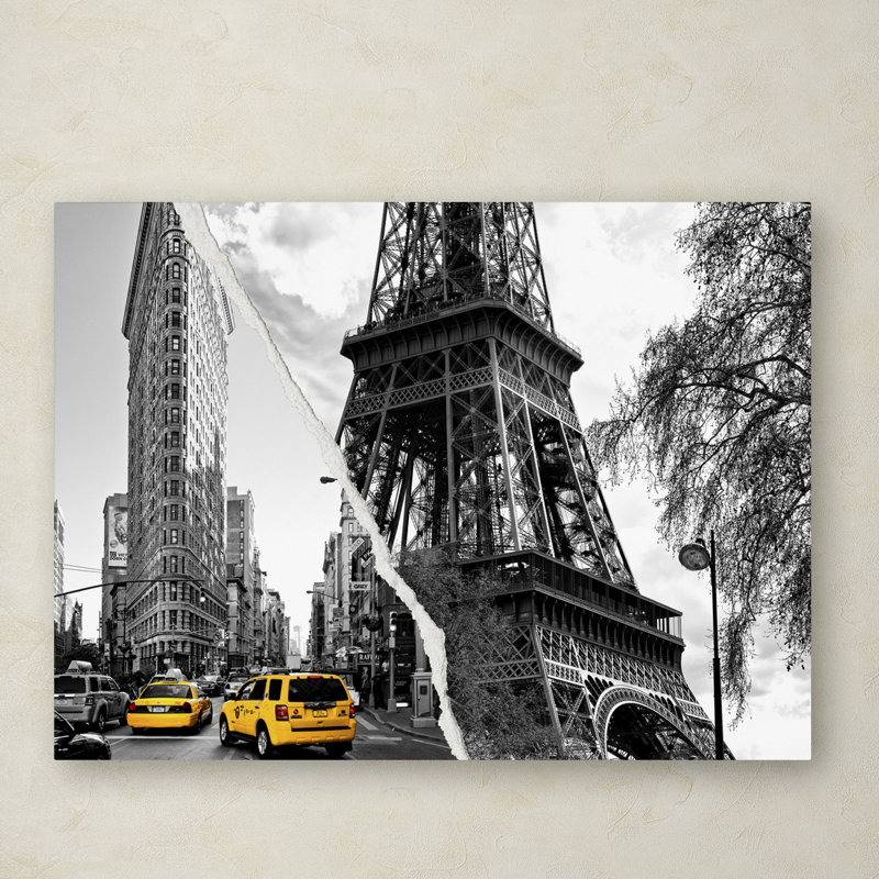 « paris new york », reproduction de photo sur toile tendue encadrée, H 24 po x l 32 po x P 2 po