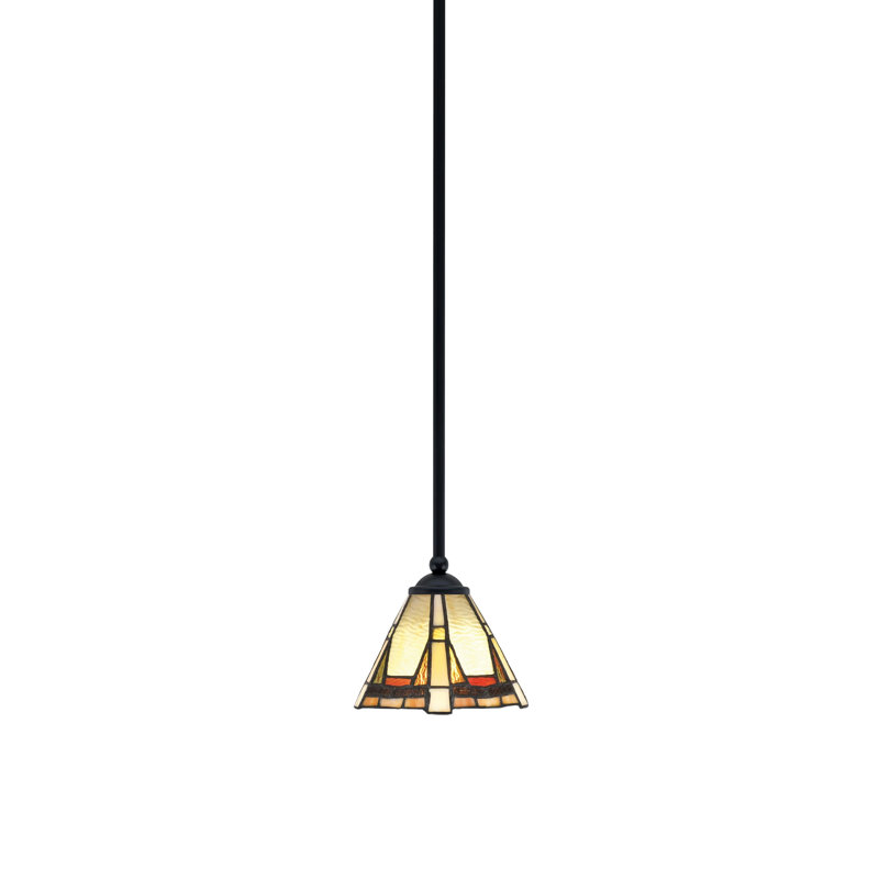 Mini-luminaire suspendu suspendu Zilo, fini granit foncé avec verre de 7 po, Noir mat