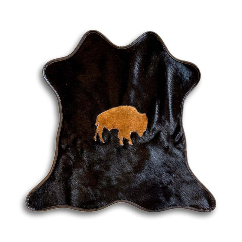 Mini Cowhide w/Border and Buffalo Motif