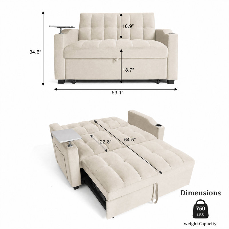 Williams Pull Out Sleeper Sofa, Beige