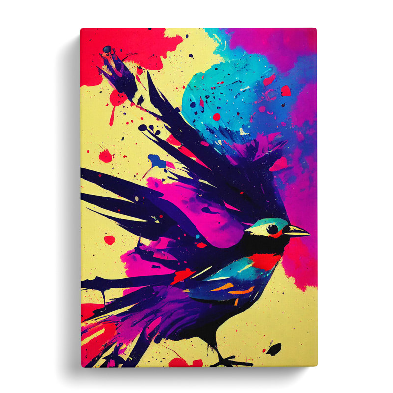 Paint Splash Bird No.4 - Wrapped Canvas, 50cm H x 35cm W x 3cm D