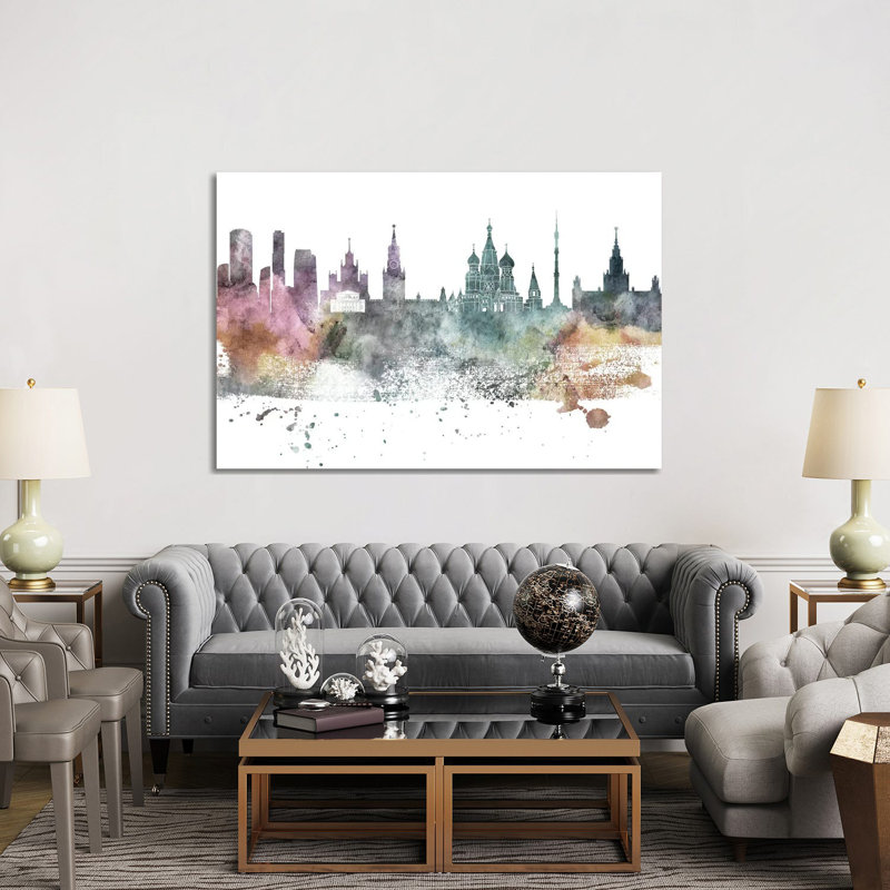 Moscow Pastel Skyline by WallDecorAddict - Wrapped Canvas Print, 152.5 cm H x 101.5 cm W