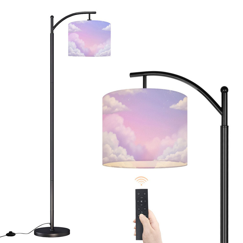 Lampe sur pied à arc avec abat-jour réglable Pastel Dreamy Cloudscape Soft Rose Lavande