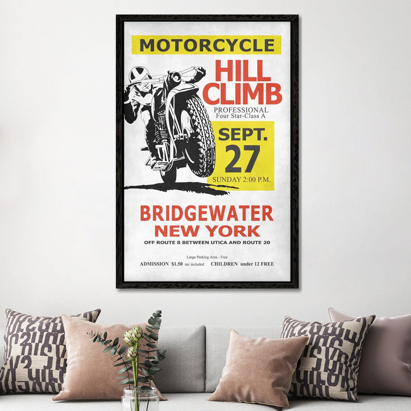 Motorcycle Races Peoria by Mark Rogan - Print on Canvas, Black Framed, 152.4cm H x 101.6cm W x 3.81cm D