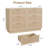Rattan 6 Drawer Dresser with Metal Handles, 47" Wide Double Storage Chest for Bedroom Home Office-899101433