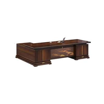 86.61"New Chinese-style brown solid wood executive desk