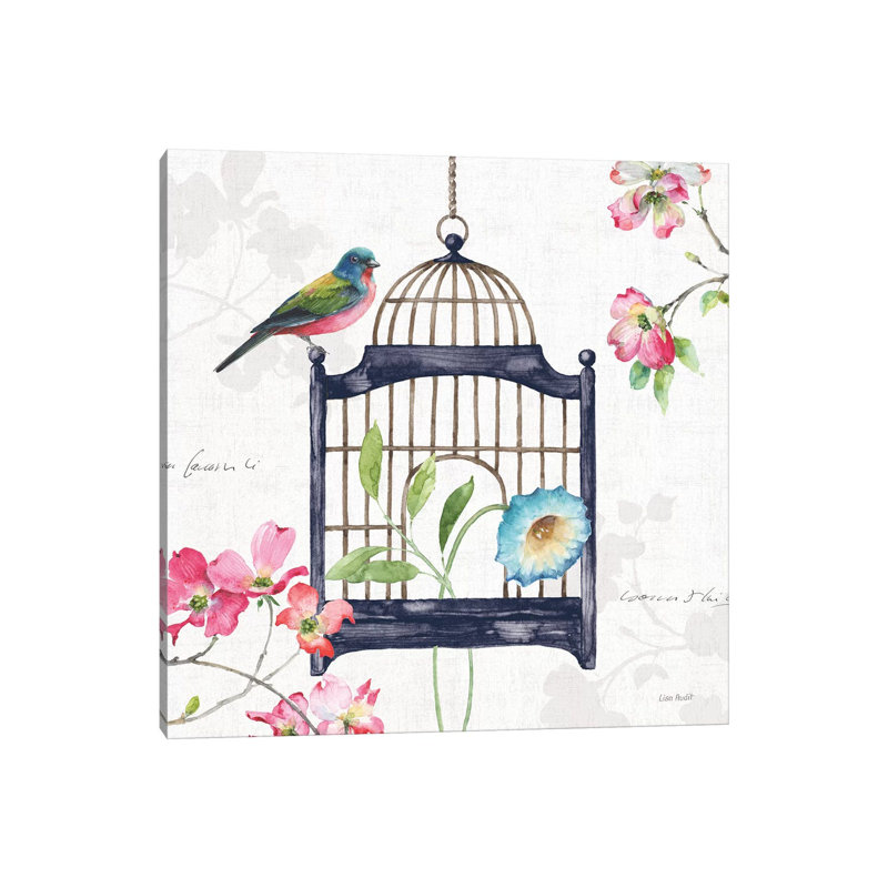 Dogwood Garden V Navy by Lisa Audit - Wrapped Canvas Print, 93.98 cm H x 93.98 cm W x 1.91 cm D