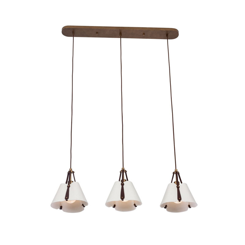 Luminaire suspendu linéaire en laiton antique perlé Embrace 3 LT Kalco