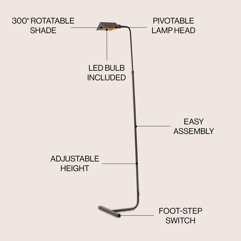 Tiffin 66" MidCentury Industrial Metal Adjustable Pharmacy LED Floor Lamp