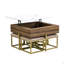 Ensemble de tables basses carrées à plateau relevable avec rangement et 4 repose-pieds