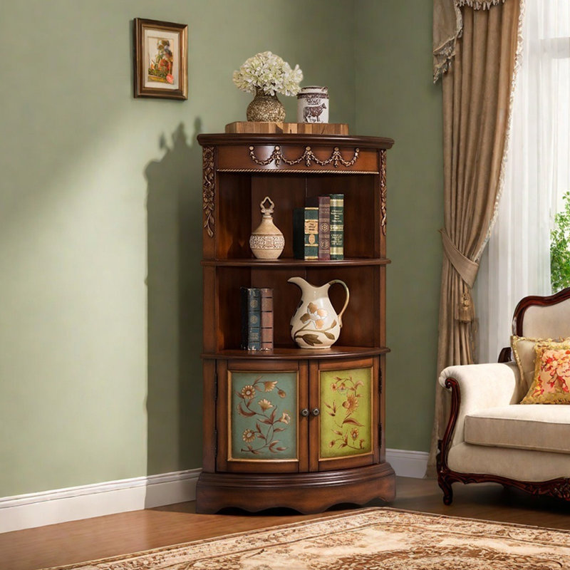 Elegant retro multi-functional corner cabinet