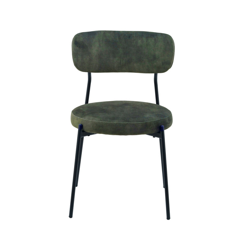 2 Wyoming Velvet Dining Chairs With Black Metal Legs, Green