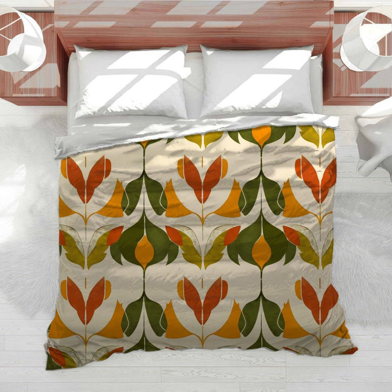 Literie en peluche à la mode, Édredon très grand, Vert, orange et rouge