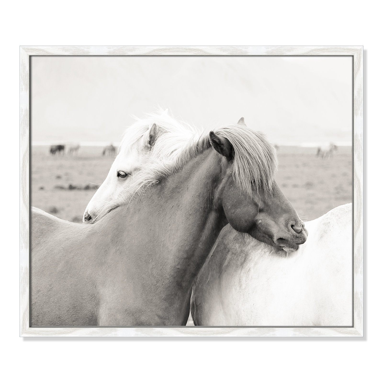 Melanie "Icelandic Meadow Horses" Print, White Wood Grain Framed, 21.5" H x 25.5" W x 0.75" D