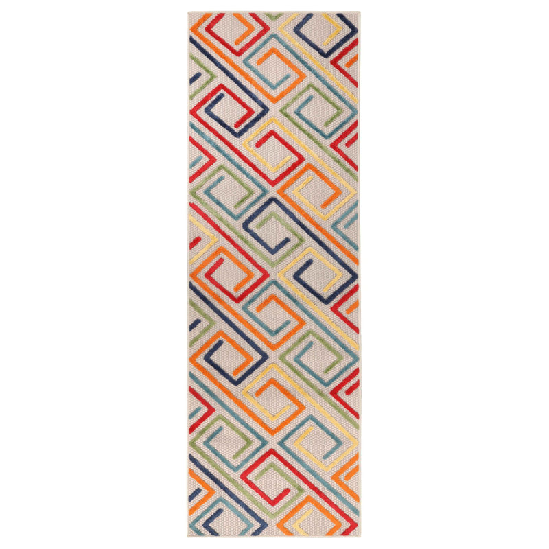 Vertex 100% Polypropylene High-Low Diamond Runner Rug, Runner 2' x 12'