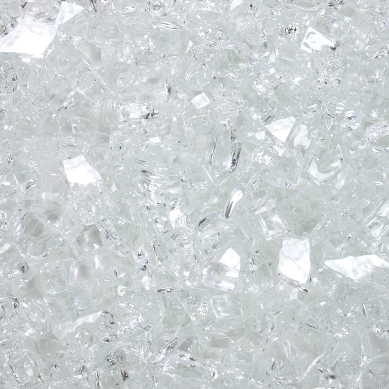 1/4" Thick 10 lb. Reflective Tempered Fire Pit Glass, Diamond Starlight Ultra Clear
