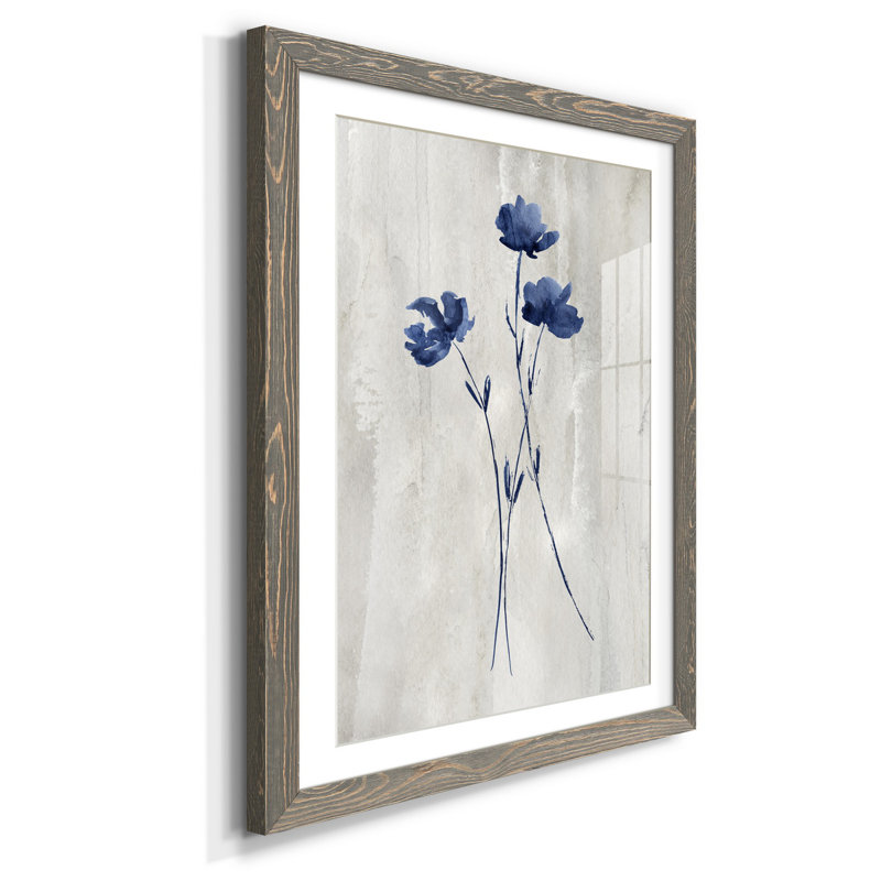 Indigo botanique III - impression, H 37,5 po x l 27,5 po x P 1,5 po, gris