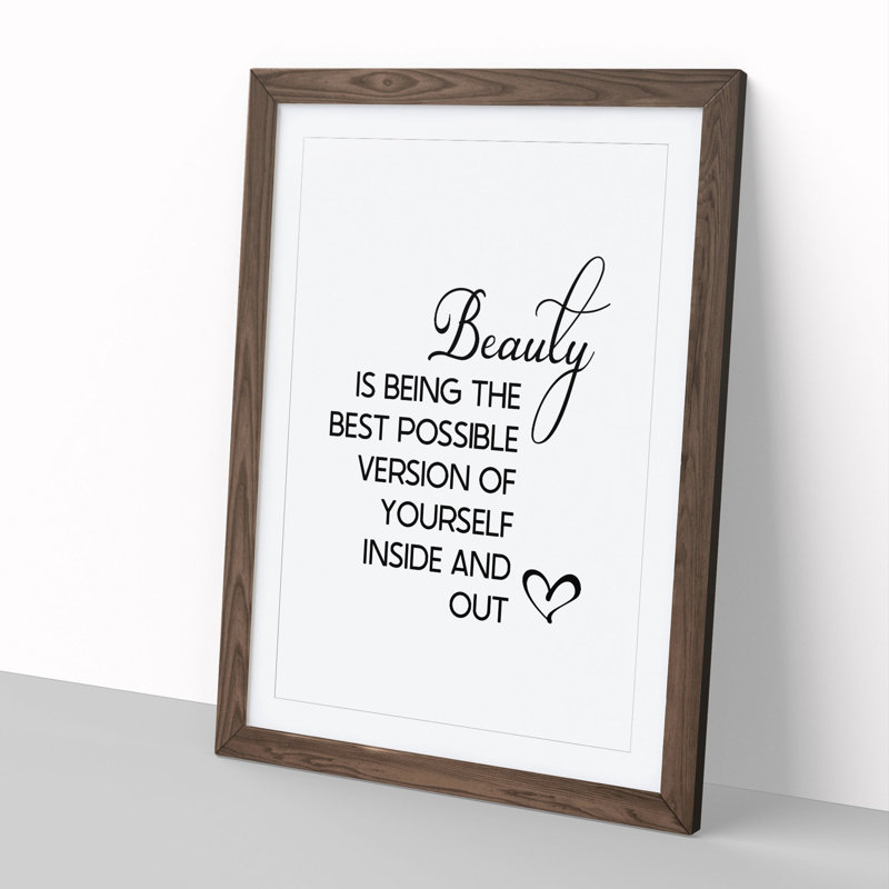 Beauty Is - Picture Frame Typography, Walnut, 90cm H x 65cm W x 2cm D