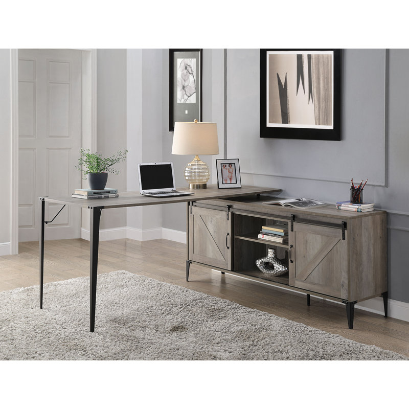 Clendon L-Shape Writing Desk, Gray